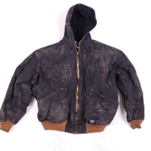 Walls Blizzard Pruf Hooded Work Jacket Bomber Brown‎ Acid Wash Gorpcore Sz 3XL